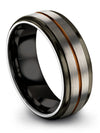 Engagement Ring Promise Band Set Tungsten Grey and Copper Rings for Lady - Charming Jewelers