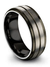 Male Grey Plain Anniversary Ring Tungsten Band Grey for Guy Grey Rings - Charming Jewelers