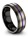 8mm Purple Line Grey Tungsten Wedding Bands for Female Simple Engagement Male - Charming Jewelers