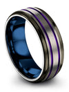 8mm Purple Line Rings for Couples Tungsten Wedding Rings Set Grey Engagement - Charming Jewelers