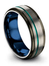 Modern Wedding Rings for Male Mens Grey Teal Tungsten Wedding Ring 8mm Grey - Charming Jewelers