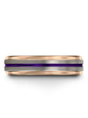 6mm Purple Line Wedding Ring Grey Tungsten Wedding Band Sets Handmade Grey - Charming Jewelers