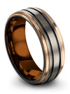 Anniversary Ring Sets for Guys Mens Tungsten Wedding Rings Grey Black Bands - Charming Jewelers
