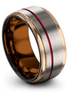 Grey Wedding Band Custom Tungsten Engagement Guy Ring for Guy 10mm 35th - Coral - Charming Jewelers