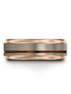 Plain Guy Promise Band Grey Copper Tungsten Grey Copper Rings Personalizable - Charming Jewelers