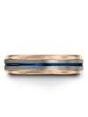 Unique Wedding Tungsten Bands Wedding Band Grey and Blue Christmas Gift - Charming Jewelers