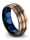 Guy Wedding Band Grey and Copper Tungsten Mother&#39;s Day Bands A Promise Ring - Charming Jewelers
