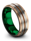 Groove Wedding Bands for Ladies Brushed Tungsten Grey Ring for Guy Grey Him - Charming Jewelers