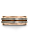 Tungsten Grey Promise Rings for Ladies 8mm Copper Line Tungsten Ring for Man I - Charming Jewelers
