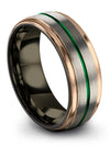 Matching Wedding Rings Grey Cute Tungsten Rings 8mm Green Line Ring for Guys - Charming Jewelers
