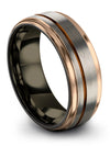 Personalized Wedding Band Sets Tungsten Matte Grey and Copper Band for Female - Charming Jewelers