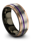 Anniversary Band and Ring Lady Wedding Ring Tungsten Grey Purple Men Engagement - Charming Jewelers