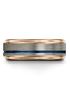Tungsten Wedding Band Tungsten Male Band Grey and Blue Plain Grey Bands - Charming Jewelers