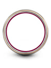 Grey Men Wedding Ring 6mm Tungsten Purple Line Band Matching Grey Ring Sets - Charming Jewelers