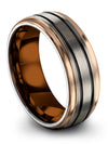 Womans Grey Wedding Tungsten Carbide Wedding Band Sets Her and Wife Simple - Charming Jewelers