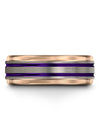 Solid Wedding Bands Grey and Purple Tungsten Rings Customizable Bands Mens - Charming Jewelers