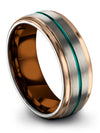Tungsten Wedding Band Tungsten Teal Line Rings Engagement Men Band for Fiance - Charming Jewelers