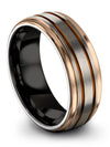Woman&#39;s Grey Band Anniversary Band Simple Tungsten Band Ring Couples 8mm 40th - - Charming Jewelers