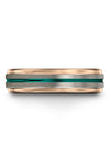 Teal Line Wedding Bands Tungsten Wedding Band Bands 6mm for Man Woman&#39;s Plain - Charming Jewelers