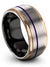 10mm Purple Line Wedding Rings for Men Brushed Tungsten
