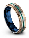 6mm Teal Line Wedding Band for Woman Grey Tungsten Engagement Woman Rings - Charming Jewelers