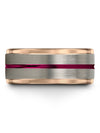 Grey Fucshia Wedding Bands 10mm Tungsten Carbide Solid Grey Matching Rings - Charming Jewelers