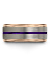 10mm Purple Line Wedding Rings Tungsten Rings for Lady Custom Engraved Grey - Charming Jewelers