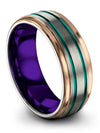 Men&#39;s Promise Ring Grey and Teal Tungsten Bands for Womans Engravable - Charming Jewelers