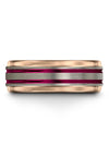 8mm Fucshia Line Rings for Couples Tungsten Rings for Scratch Resistant Guys - Charming Jewelers