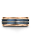 Bands Wedding Couple 8mm Blue Line Tungsten Ring Birth Day Rings for Male - Charming Jewelers