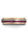 Groove Wedding Rings Grey Fucshia Tungsten Ring for Mens Grey Fathers Day Band - Charming Jewelers