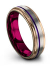 Male Tungsten Anniversary Ring Purple Line Tungsten Carbide Band for Man 6mm - Charming Jewelers