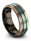 Woman Anniversary Band Grey and Teal Guys Wedding Bands Tungsten Grey Teal - Charming Jewelers
