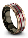 8mm Black Line Wedding Rings Woman Engraved Tungsten Band for Lady Rings Sets - Charming Jewelers