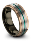 Anniversary Band Grey Teal Polished Tungsten Bands for Men&#39;s Engraved Promise - Charming Jewelers