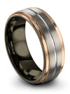 Grey Men Wedding Bands 8mm Grey Line Tungsten Ring Simple Rings Engagement Band - Charming Jewelers