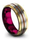 Wedding Bands Set Him and Girlfriend Grey Tungsten Bands Set Promise Band - Charming Jewelers