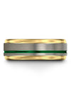 Wedding Band Set Tungsten Woman Band Grey and Green Mid Bands Set Grey Unique - Charming Jewelers