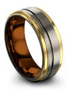 8mm Grey Line Ring Tungsten Polished Ring for Male I Love You Promise Rings - Charming Jewelers