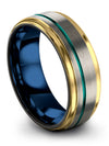 Lady Bling Ring Womans 8mm Tungsten Rings Grey Rings Grey Teal Bands for Couples - Charming Jewelers