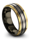 Wedding Ring Sets Men&#39;s Tungsten Engrave Band for Lady Grey Plated Midi Rings - Charming Jewelers