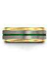 8mm Green Line Wedding Band Tungsten Ring for Men&#39;s Matte Finish Personalized - Charming Jewelers