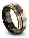 Grey Wide Men Wedding Bands Tungsten Bands for Man Muslim Guy Grey Band Couples - Charming Jewelers