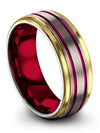 Grey and Fucshia Wedding Band for Guys Matching Tungsten