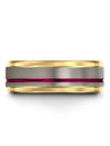 Birthday for Couples 8mm Grey Tungsten Band Grey Fucshia Step Flat Bands - Charming Jewelers