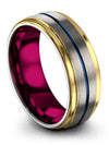 Man Tungsten Promise Rings Blue Line Tungsten Carbide I Love You Bands - Charming Jewelers