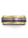 Wedding Band Set Grey Tungsten 8mm Rings Cute Couple Matching Grey Purple - Charming Jewelers