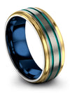 Simple Grey Wedding Ring for Male Tungsten Bands Sets Grey Teal Rings Set 60th - Charming Jewelers