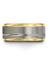 Matching Wedding Band His and Fiance Tungsten Engagement Ladies Ring Grey Ring - Charming Jewelers