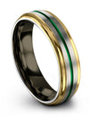 Guys Ideas 6mm Tungsten Carbide Wedding Rings Lady Ring Grey Green Couple - Charming Jewelers
